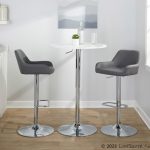 Daniella Grey Faux Leather Chrome Contemporary Swivel Barstool (Set of 2)