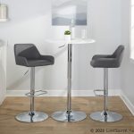 Daniella Grey Faux Leather Chrome Contemporary Swivel Barstool (Set of 2)