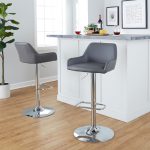 Daniella Grey Faux Leather Chrome Contemporary Swivel Barstool (Set of 2)