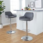 Daniella Grey Faux Leather Chrome Contemporary Swivel Barstool (Set of 2)