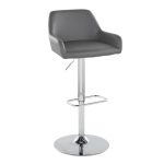 Daniella Grey Faux Leather Chrome Contemporary Swivel Barstool (Set of 2)
