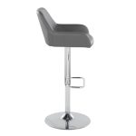 Daniella Grey Faux Leather Chrome Contemporary Swivel Barstool (Set of 2)