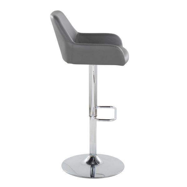 Daniella Grey Faux Leather Chrome Contemporary Swivel Barstool Set of 2 6