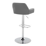 Daniella Grey Faux Leather Chrome Contemporary Swivel Barstool (Set of 2)