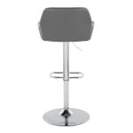 Daniella Grey Faux Leather Chrome Contemporary Swivel Barstool (Set of 2)
