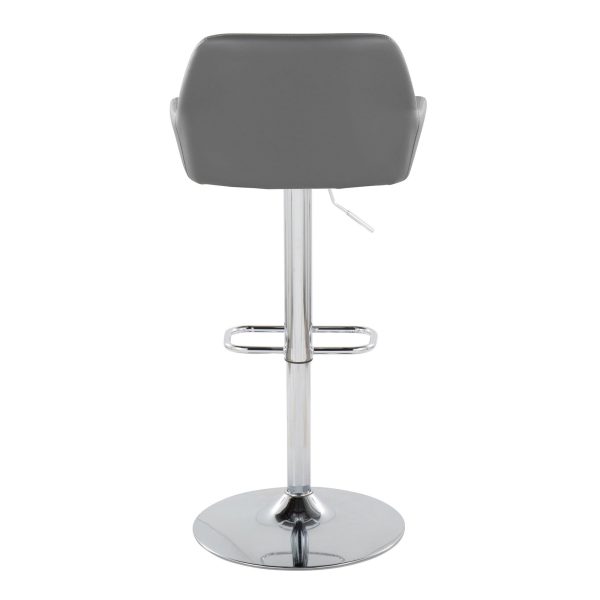 Daniella Grey Faux Leather Chrome Contemporary Swivel Barstool Set of 2 8