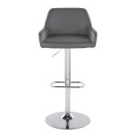 Daniella Grey Faux Leather Chrome Contemporary Swivel Barstool (Set of 2)