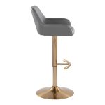 Daniella Grey Faux Leather Gold Contemporary Swivel Barstools (Set of 2)