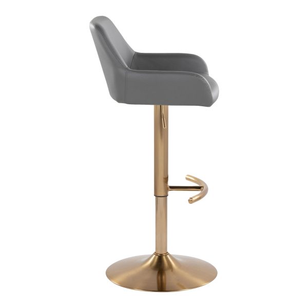 Daniella Grey Faux Leather Gold Contemporary Swivel Barstools Set of 2 6