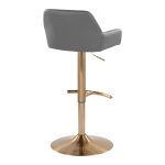 Daniella Grey Faux Leather Gold Contemporary Swivel Barstools (Set of 2)