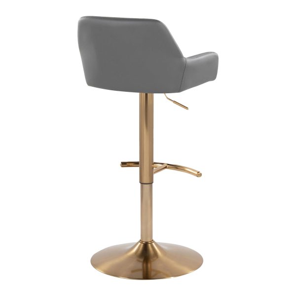 Daniella Grey Faux Leather Gold Contemporary Swivel Barstools Set of 2 7
