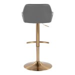 Daniella Grey Faux Leather Gold Contemporary Swivel Barstools (Set of 2)