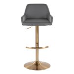 Daniella Grey Faux Leather Gold Contemporary Swivel Barstools (Set of 2)