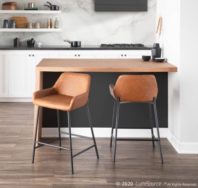 Daniella Industrial Black Metal Camel Counter Stools (Set of 2)