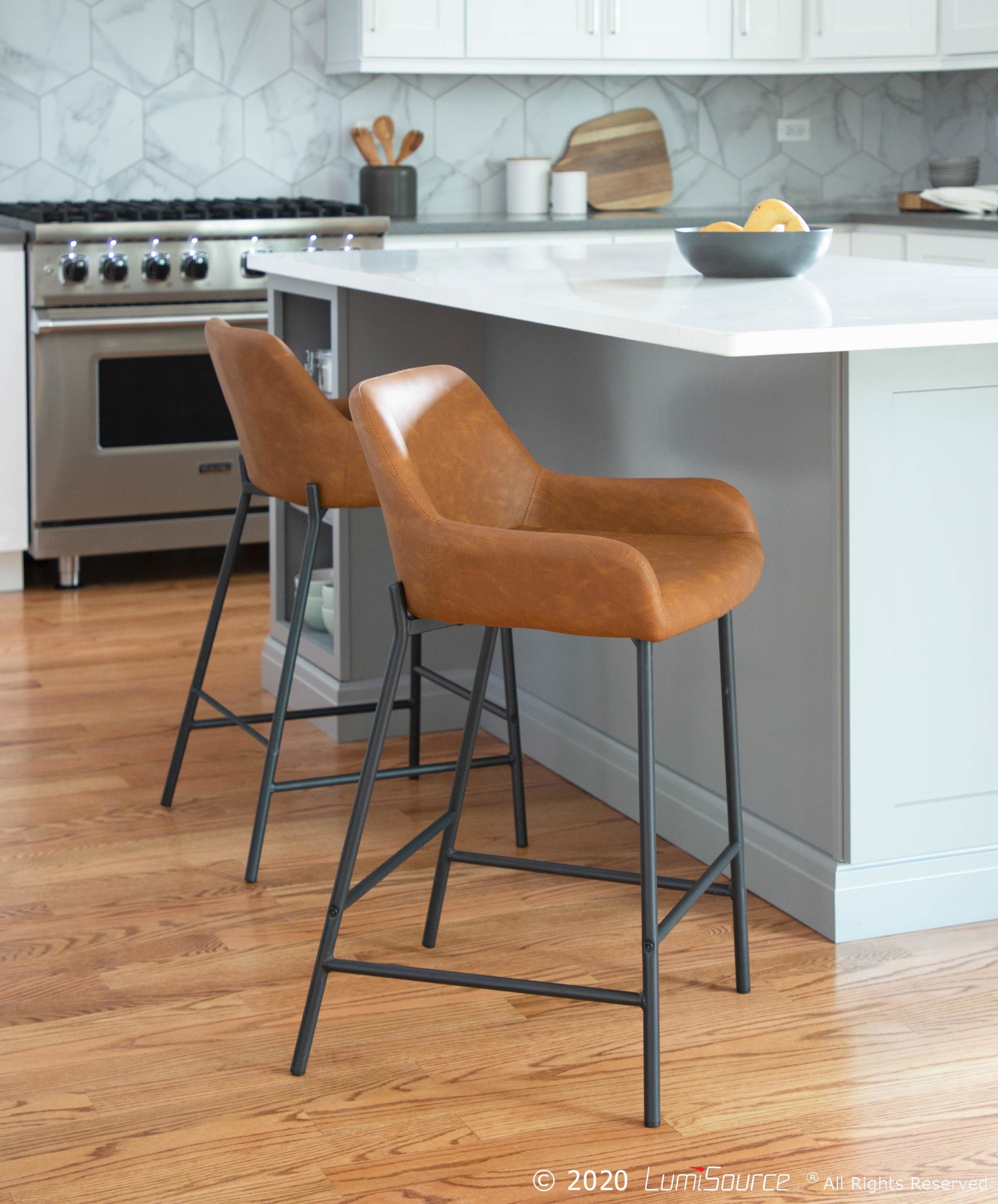 Daniella Industrial Black Metal Camel Counter Stools (Set of 2) 7 Daniella Industrial Black Metal Camel Counter Stools (Set of 2) - Image 7