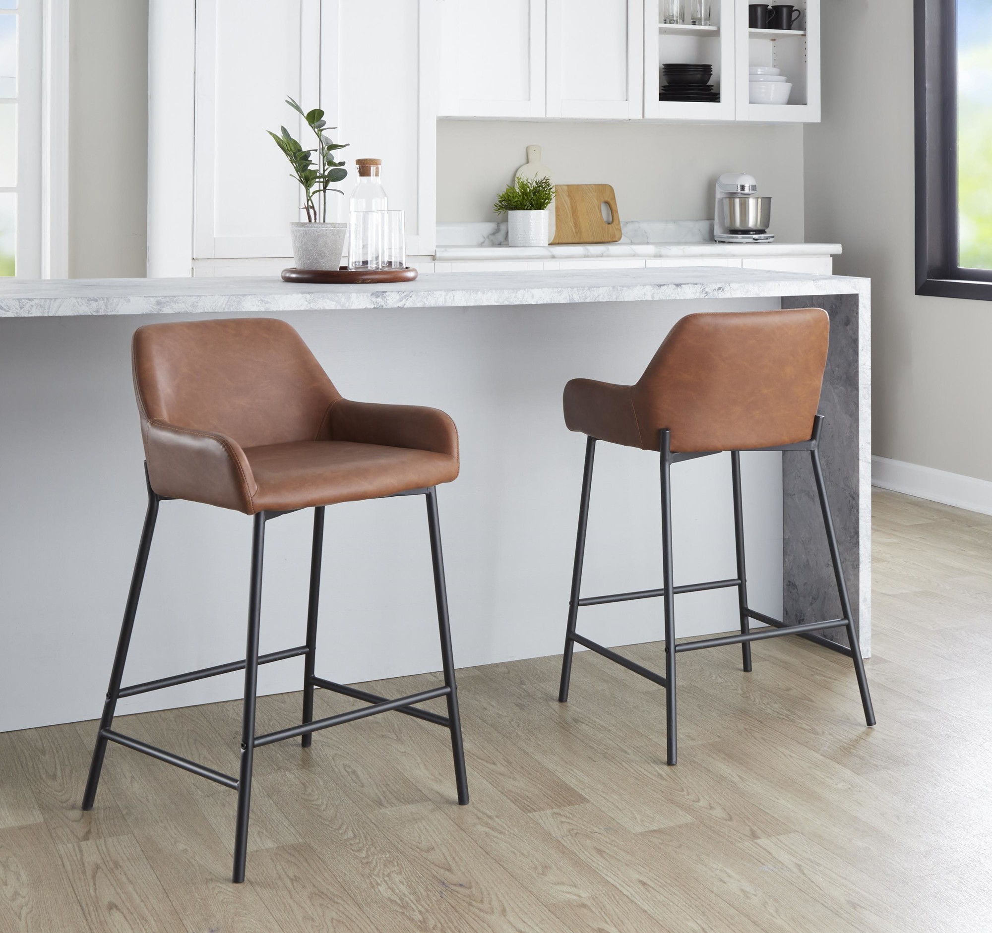 Daniella Industrial Black Metal Camel Counter Stools (Set of 2) 8 Daniella Industrial Black Metal Camel Counter Stools (Set of 2) - Image 8