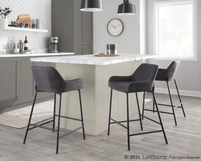 Daniella Industrial Black Metal Charcoal Counter Stools (Set of 2)