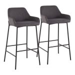 Daniella Industrial Black Metal Charcoal Fabric Bar Stools (Set of 2) 11 Daniella Industrial Black Metal Charcoal Fabric Bar Stools (Set of 2)