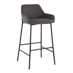 Daniella Industrial Black Metal Charcoal Fabric Bar Stools (Set of 2) 12 Daniella Industrial Black Metal Charcoal Fabric Bar Stools (Set of 2)
