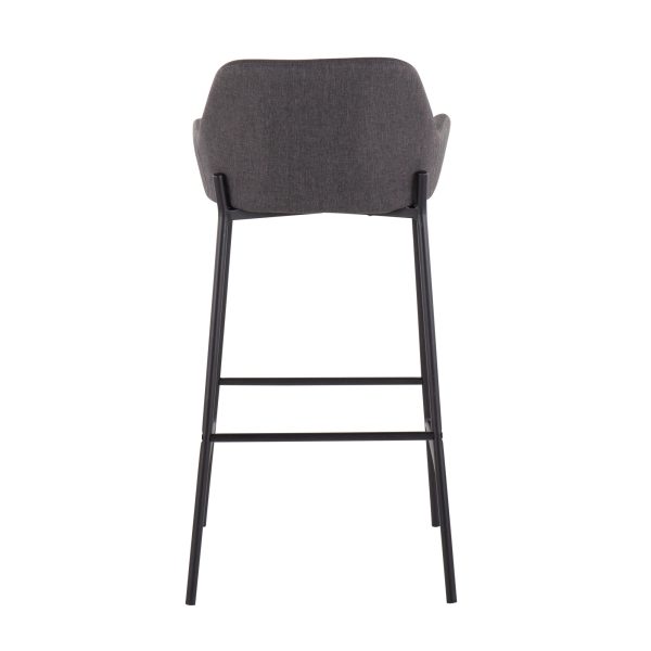 Daniella Industrial Black Metal Charcoal Fabric Bar Stools Set of 2 5