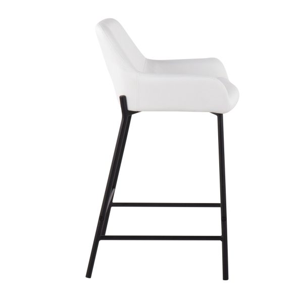 Daniella Industrial Black Metal White Faux Leather Counter Stools Set of 2 4