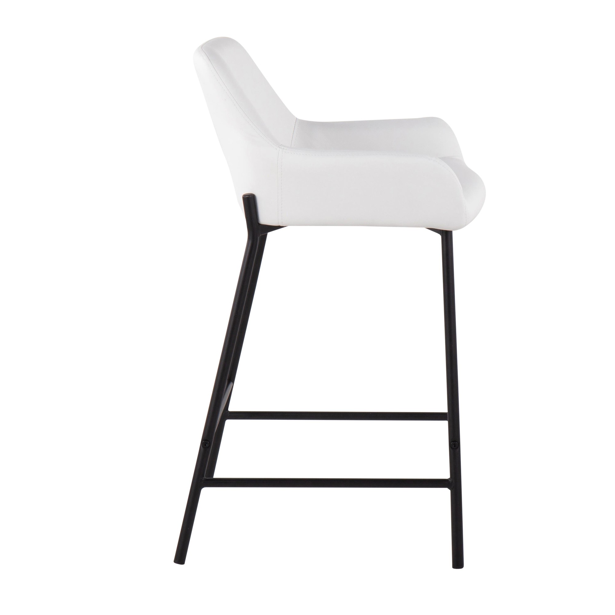 Daniella Industrial Black Metal White Faux Leather Counter Stools (Set of 2) 5 Daniella Industrial Black Metal White Faux Leather Counter Stools (Set of 2) - Image 5