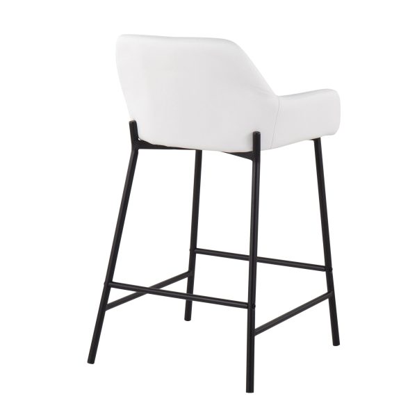 Daniella Industrial Black Metal White Faux Leather Counter Stools Set of 2 5