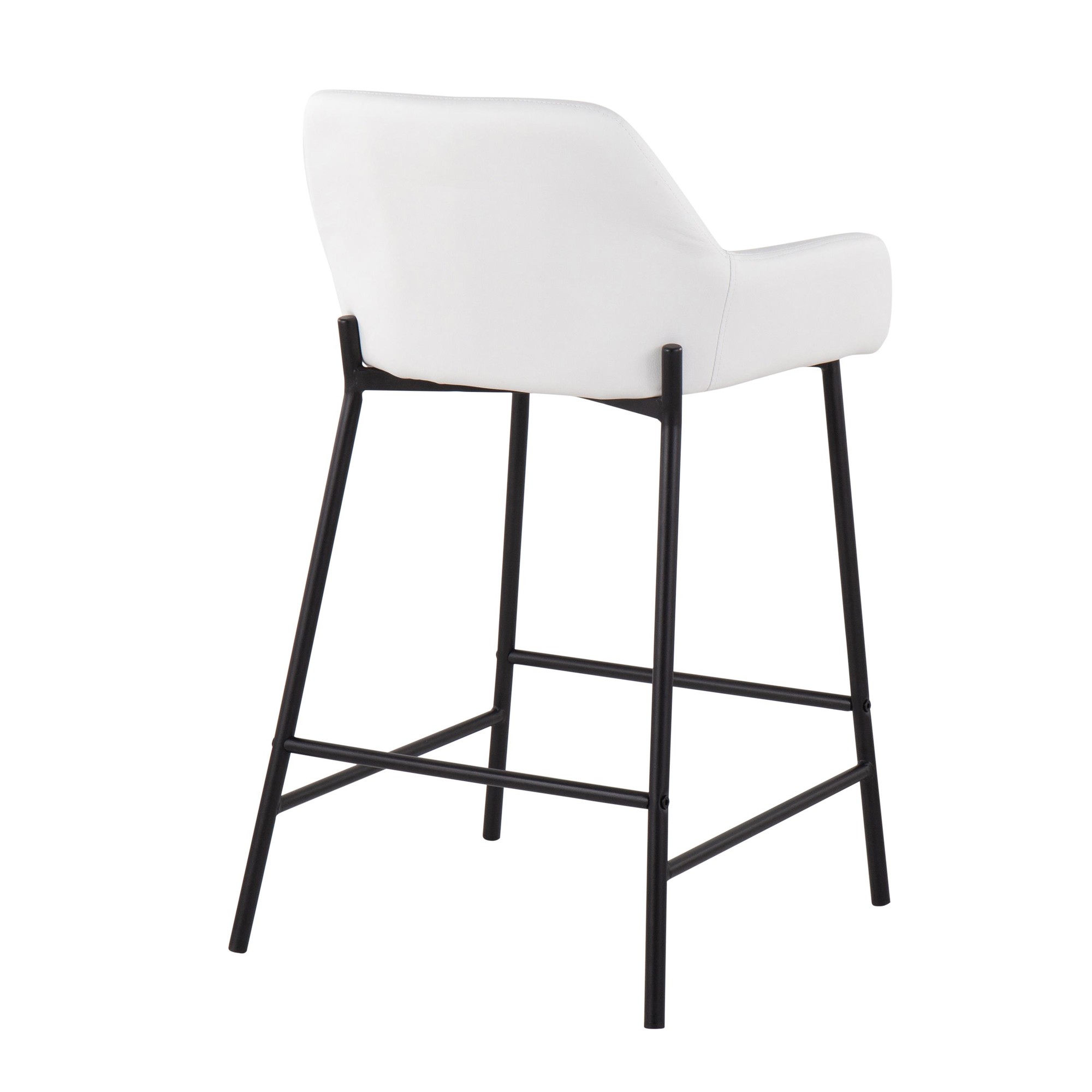 Daniella Industrial Black Metal White Faux Leather Counter Stools (Set of 2) 6 Daniella Industrial Black Metal White Faux Leather Counter Stools (Set of 2) - Image 6