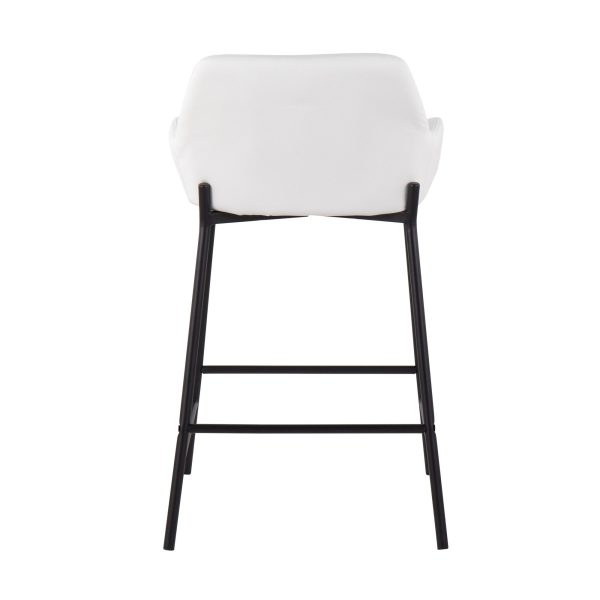 Daniella Industrial Black Metal White Faux Leather Counter Stools Set of 2 6