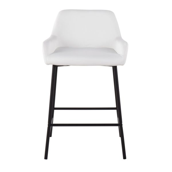 Daniella Industrial Black Metal White Faux Leather Counter Stools Set of 2 7