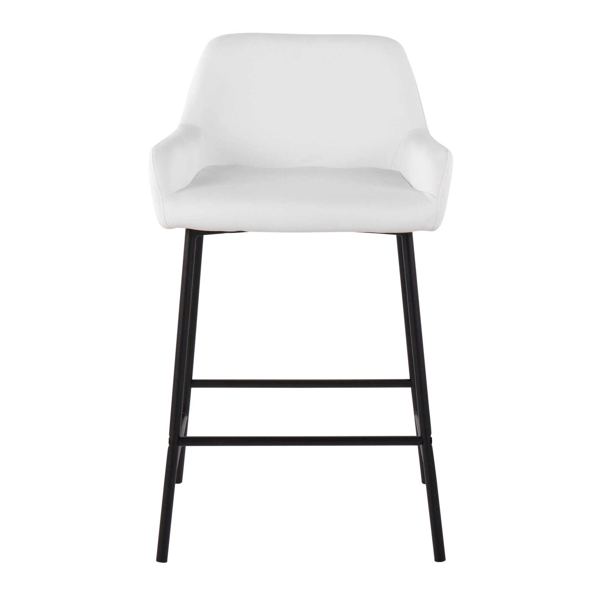 Daniella Industrial Black Metal White Faux Leather Counter Stools (Set of 2) 8 Daniella Industrial Black Metal White Faux Leather Counter Stools (Set of 2) - Image 8