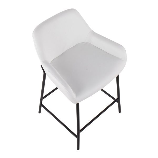 Daniella Industrial Black Metal White Faux Leather Counter Stools Set of 2 8