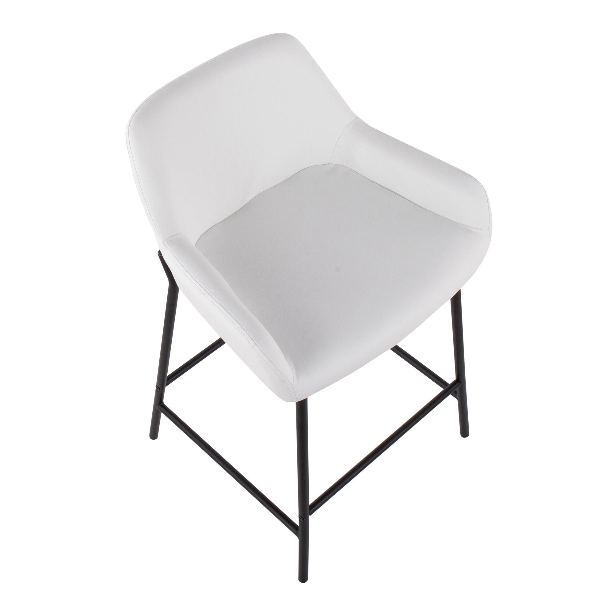 Daniella Industrial Black Metal White Faux Leather Counter Stools (Set of 2) 9 Daniella Industrial Black Metal White Faux Leather Counter Stools (Set of 2) - Image 9