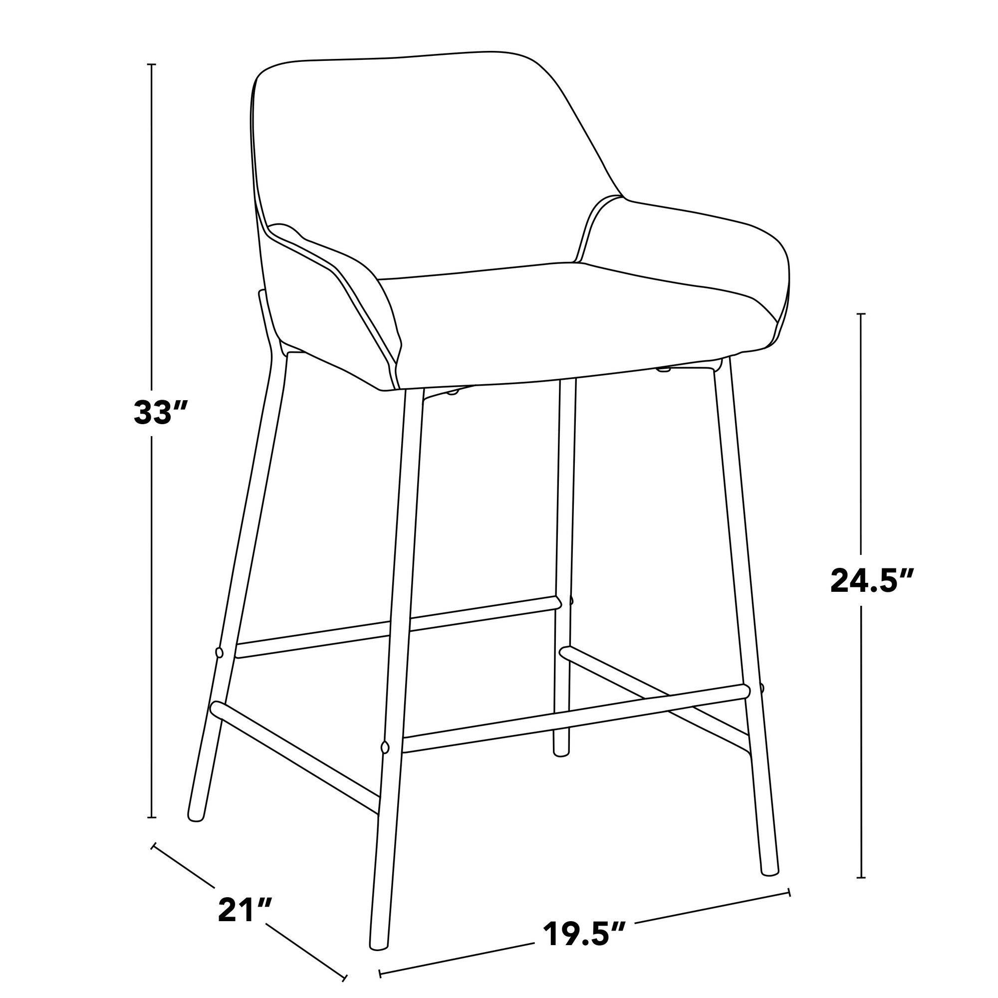 Daniella Industrial Black Metal White Faux Leather Counter Stools (Set of 2) 10 Daniella Industrial Black Metal White Faux Leather Counter Stools (Set of 2) - Image 10