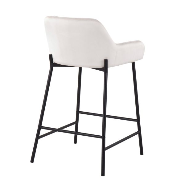 Daniella Industrial Black Metal White Velvet Counter Stools Set of 2 5