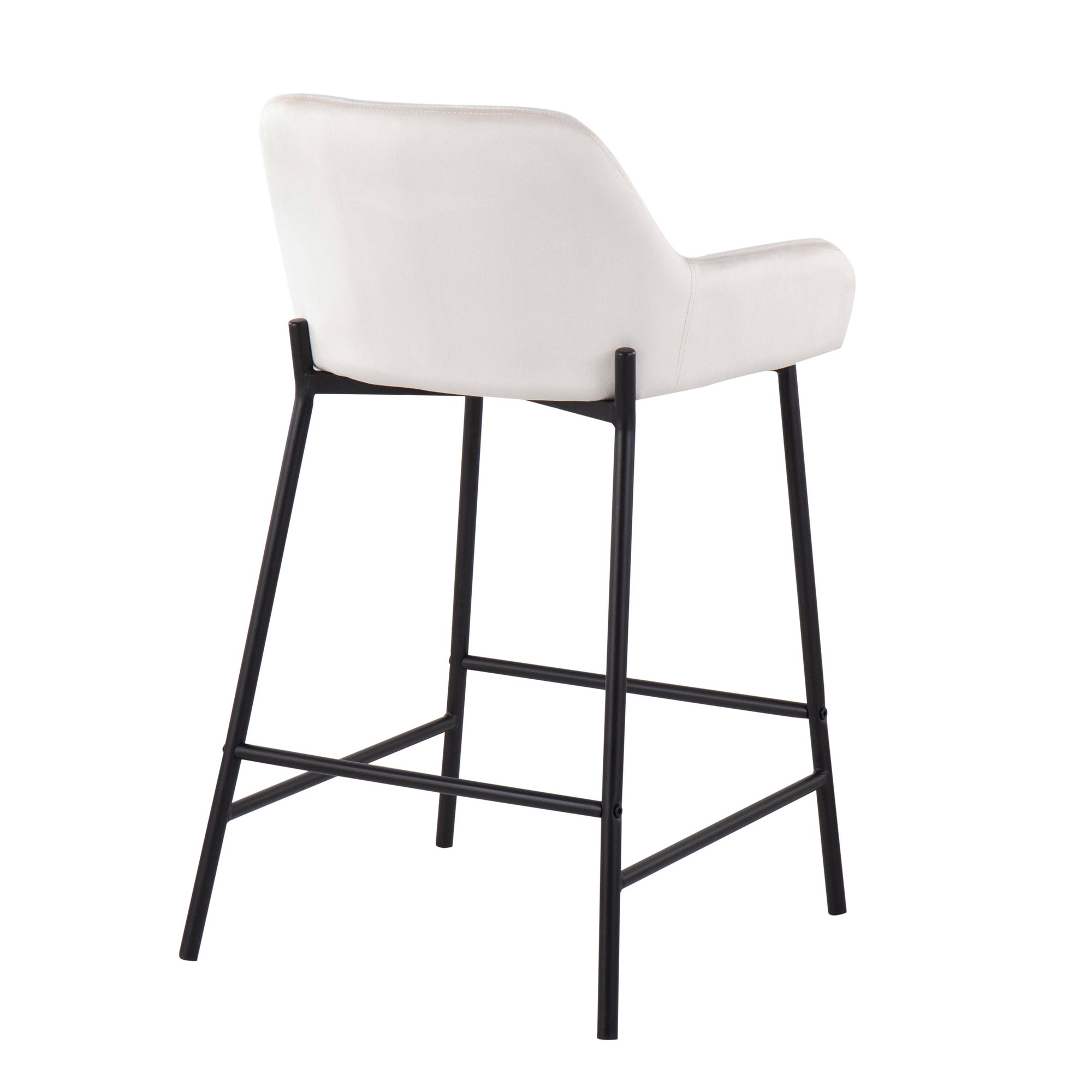 Daniella Industrial Black Metal White Velvet Counter Stools (Set of 2) 6 Daniella Industrial Black Metal White Velvet Counter Stools (Set of 2) - Image 6