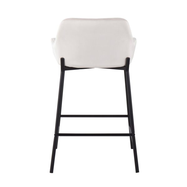 Daniella Industrial Black Metal White Velvet Counter Stools Set of 2 6
