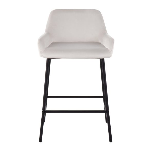 Daniella Industrial Black Metal White Velvet Counter Stools Set of 2 7