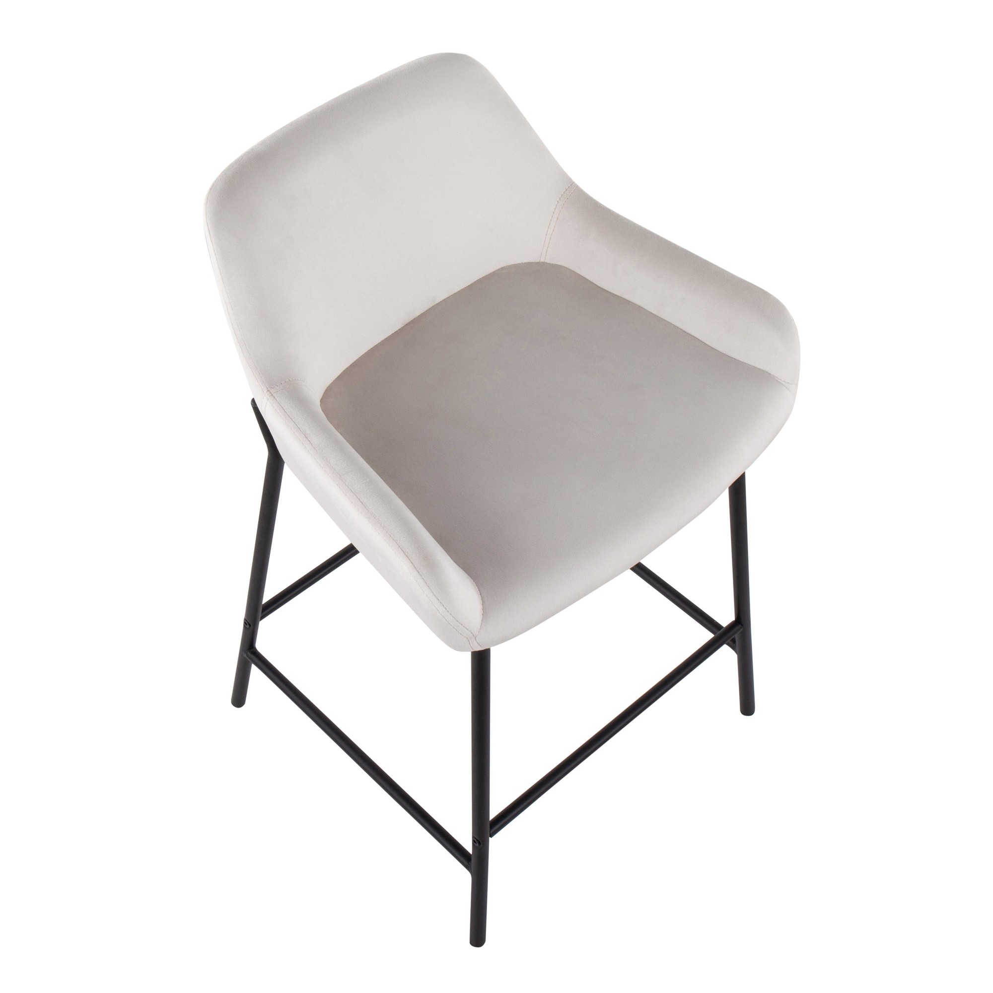 Daniella Industrial Black Metal White Velvet Counter Stools (Set of 2) 9 Daniella Industrial Black Metal White Velvet Counter Stools (Set of 2) - Image 9