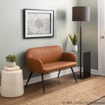 Daniella Industrial Camel Faux Leather Black Steel High Back Bench 18 Daniella Industrial Camel Faux Leather Black Steel High Back Bench
