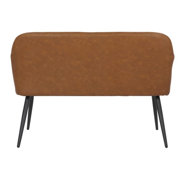 Daniella Industrial Camel Faux Leather Black Steel High Back Bench 11
