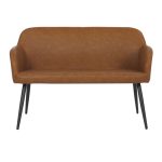Daniella Industrial Camel Faux Leather Black Steel High Back Bench 29 Daniella Industrial Camel Faux Leather Black Steel High Back Bench