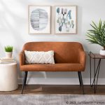Daniella Industrial Camel Faux Leather Black Steel High Back Bench 17 Daniella Industrial Camel Faux Leather Black Steel High Back Bench