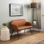 Daniella Industrial Camel Faux Leather Black Steel High Back Bench 19 Daniella Industrial Camel Faux Leather Black Steel High Back Bench