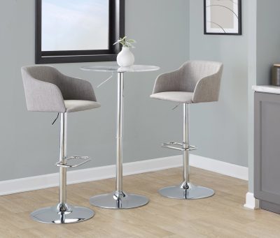 Daniella Light Grey Contemporary Adjustable Swivel Barstool