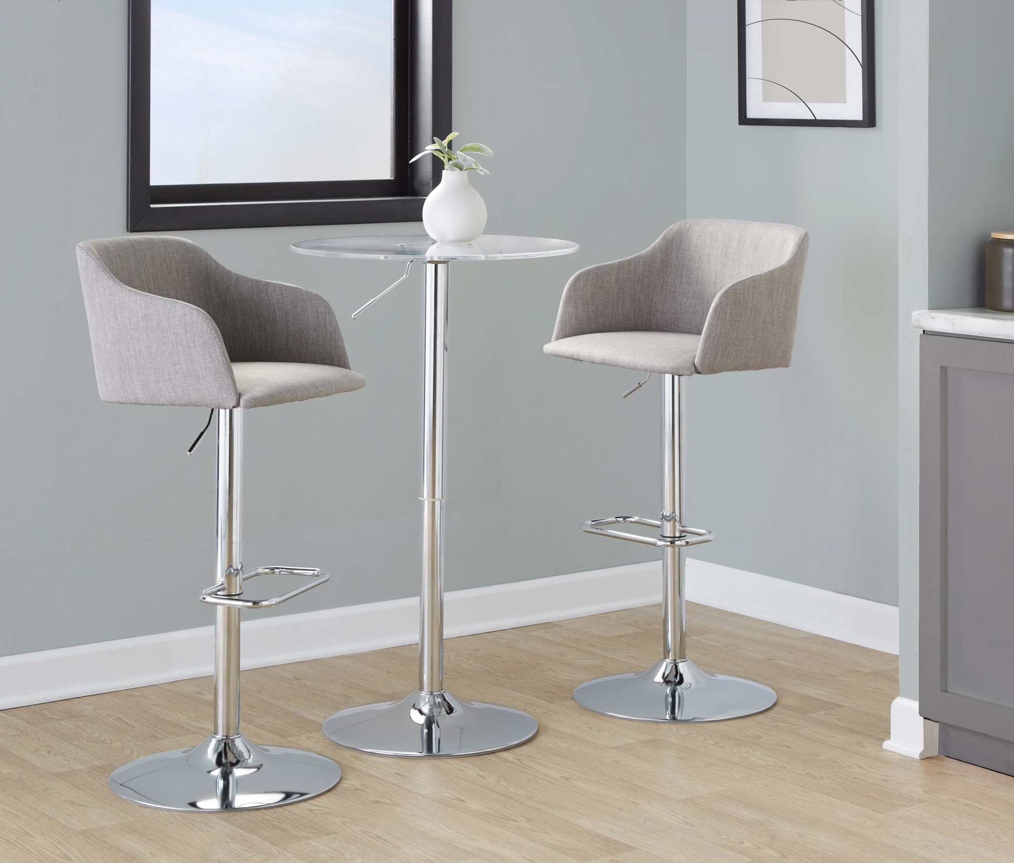 Daniella Light Grey Contemporary Adjustable Swivel Barstool 1 Daniella Light Grey Contemporary Adjustable Swivel Barstool