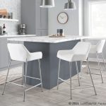 Daniella White Faux Leather Chrome Contemporary Counter Stool (Set of 2)
