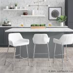 Daniella White Faux Leather Chrome Contemporary Counter Stool (Set of 2)