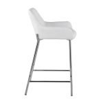 Daniella White Faux Leather Chrome Contemporary Counter Stool (Set of 2)