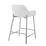 Daniella White Faux Leather Chrome Contemporary Counter Stool (Set of 2)